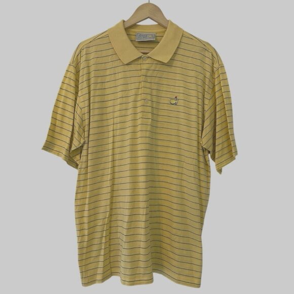 Augusta GA National Golf Shop Men's Large Yellow Striped Masters Logo Polo Shirt - Picture 1 of 3